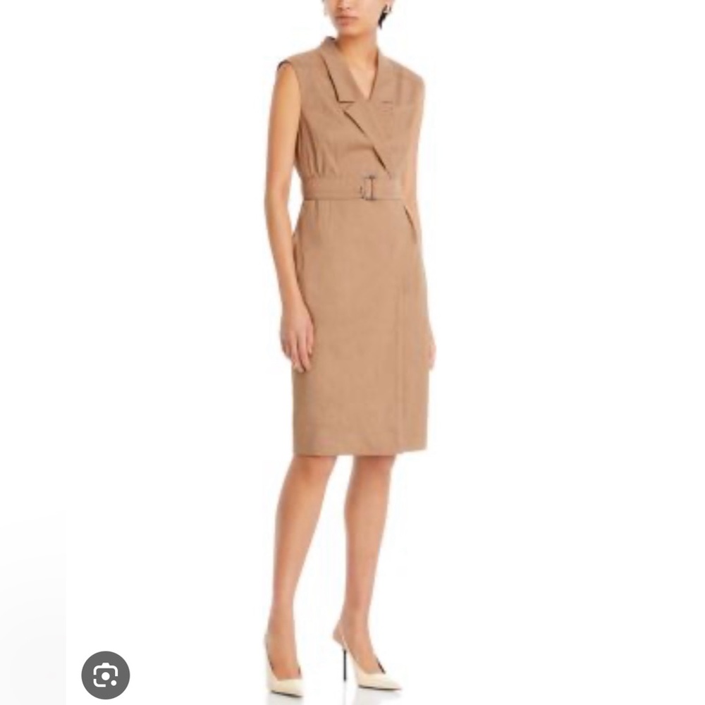 NWT Hugo Boss Medium Beige Drupe Dress. Size 4.